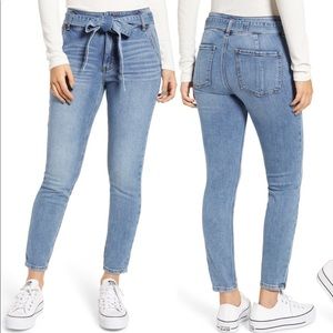 Prosperity Denim Belted High Waist Ankle Skinny Jeans